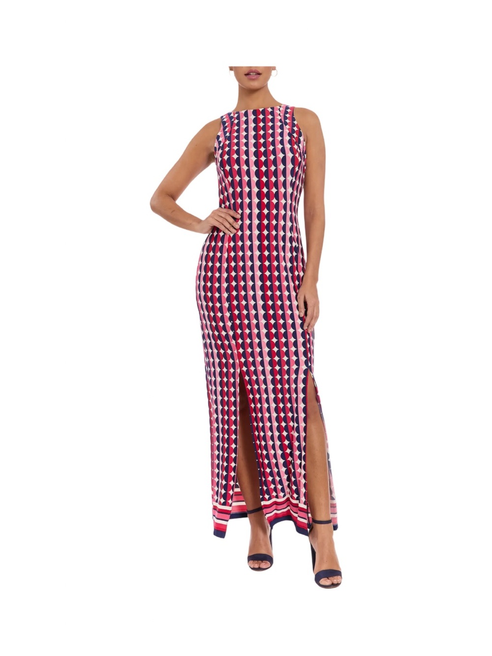 London Times Alani In Modern Dot Print Maxi Dress NWT Size 12